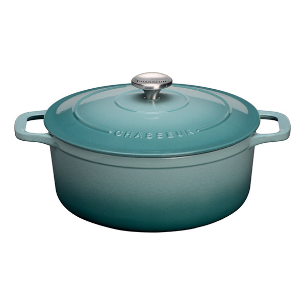 Cocotte ronde en fonte émaillée 28 cm bleu quartz Chasseur