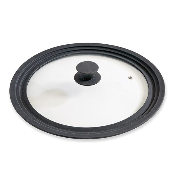 Couvercle en verre et silicone noir multidiamètre 28, 30 et 32 cm