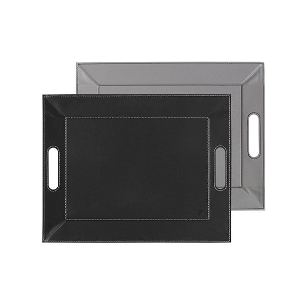 Plateau bicolore réversible noir et gris 45 cm FreeForm