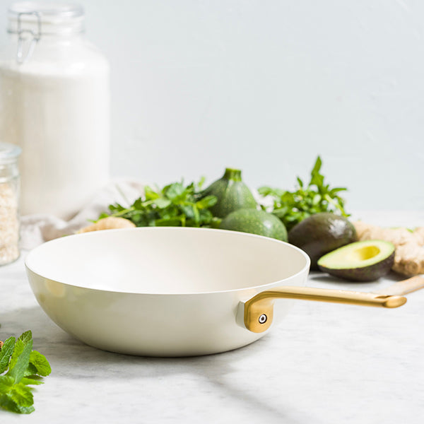 Wok aluminium antiadhésif crème 28 cm Evolution Green pan