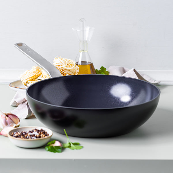 Wok aluminium antiadhésif noir 28 cm Evolution Green pan