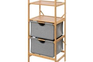 Étagère 2 tiroirs Bahari en Bambou 96 cm