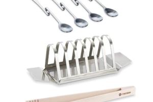 Set porte toasts 6 tranches, pince à toast en bois et 4 cuillères à confiture Mathon