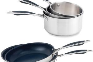 Batterie de cuisine 5 pièces Excell'Inox - 3 casseroles et 2 poêles Mathon