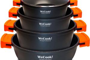 Batterie de Cuisine à Induction 8 Pièces en Aluminium Anti-adhésif sans PFOA  Noir Wecook WCOK-CHEF4B Wecook!