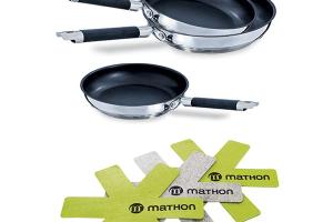 Batterie de cuisine poêles anti-adhérentes Rapid Cook 20, 24 et 28 cm et 3 feutrines Mathon