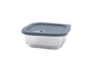 Boite carrée en verre avec couvercle en silicone bleu 720 ml Point Virgule
