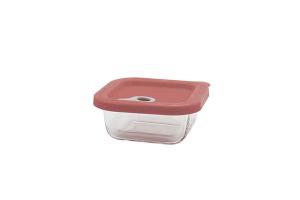 Boite carrée en verre avec couvercle en silicone rose 300 ml Point Virgule