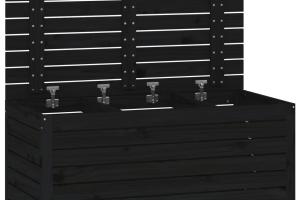 Boîte coffre de jardin 101 x 50,5 x 46,5 cm bois massif de pin noir 02_0012994