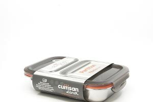 Boite de conservation rectangulaire compartimentée en inox 700 ml compatible micro-ondes Cuitisan