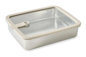 Boîte de conservation rectangulaire en inox avec couvercle en verre 1700 ml compatible micro-ondes Mathon