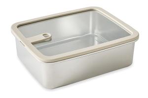 Boîte de conservation rectangulaire en inox avec couvercle en verre 2400 ml compatible micro-ondes Mathon