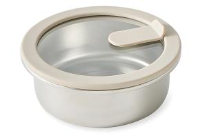 Boîte de conservation ronde en inox avec couvercle en verre 450 ml compatible micro-ondes Mathon