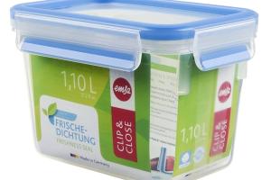 Boîte haute rectangle Clip & Close bleu 1,1 L Emsa