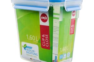 Boîte haute rectangle Clip & Close bleu 1,6 L Emsa