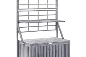 Boîte de rangement avec treillis 99 x 55 x 160cm acacia solide gris 02_0012997
