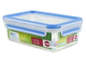 Boîte rectangle Clip & Close bleu 1 L Emsa