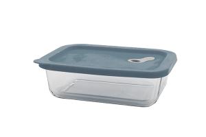 Boite rectangle en verre avec couvercle en silicone bleu 1 L Point Virgule