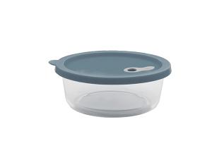 Boite ronde en verre avec couvercle en silicone bleu 880 ml Point Virgule