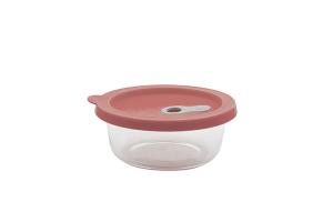 Boite ronde en verre avec couvercle en silicone rose 360 ml Point Virgule