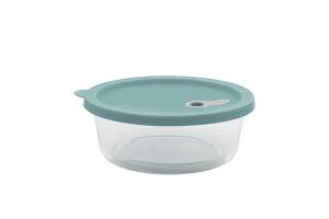 Boite ronde en verre avec couvercle en silicone vert 620 ml Point Virgule