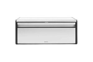 Brabantia - 299186 - Boîte à pain avec couvercle à charnière, gris mat (acier mat résistant aux empreintes digitales), 46,5 x 25 x 18,7 cm.