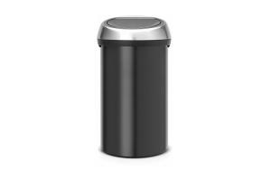 Brabantia 402548 Poubelle Touch Bin, 60 L - Noir mat avec couvercle en acier brillant