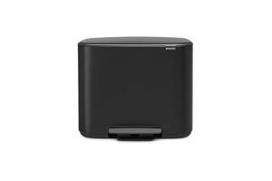 Brabantia - Bo Pedal - Poubelle, Acier inoxydable, 2 bacs intérieurs, Noir, 11 + 23 litres