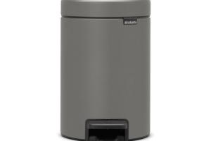 Brabantia - Newicon 3 l Poubelle à pédale, gris béton (126260)