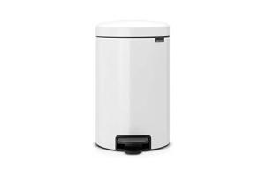Brabantia - Poubelle à pédale, acier inoxydable, blanc, 12 l
