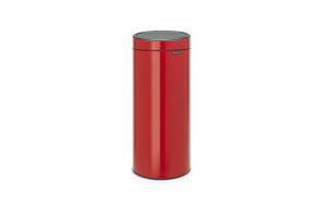 Brabantia Touch Bin, 30L Rond Plastique, Acier inoxydable Rouge