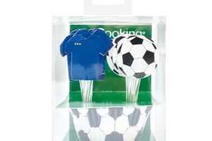 Caissettes et cake toppers football 24 pièces Scrapcooking