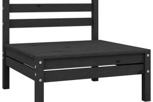 Canapé central de jardin 63,5 x 63,5 x 62,5 cm bois de pin massif noir 02_0013205