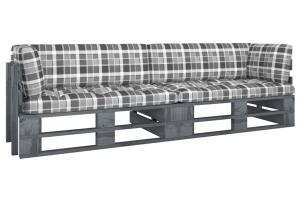 Canapé palette 2 places avec coussins pin 110 x 65 x 55 cm imprégné de gris 02_0013255