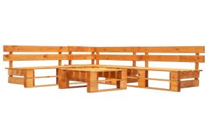 Canapés de jardin palette 4 pièces bois marron miel 02_0013321
