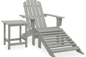 Chaise de jardin adirondack avec pouf et table sapin gris 02_0013326