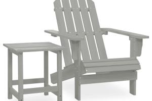 Chaise de jardin avec table bois de sapin gris 02_0013329