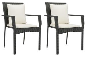 Chaises de jardin 2 pièces avec coussins résine tressée noir 02_0013332