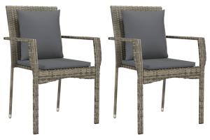 Chaises de jardin avec coussins 2 pièces résine tressée gris 02_0013335
