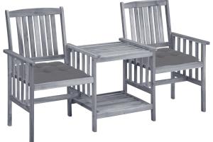 Chaises de jardin avec table à thé et coussins acacia solide 02_0013344
