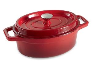 Cocotte en fonte ovale 29 cm 4 L rouge Mathon