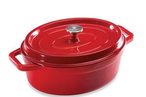 Cocotte en fonte ovale 33 cm 6 L rouge Mathon