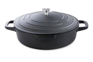 Cocotte légère basse ronde en fonte d'aluminium 28 cm 4,1 L coloris noir Mathon