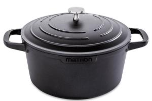 Cocotte légère ronde en fonte d'aluminium 24 cm 4,5 L coloris noir Mathon