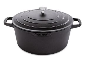 Cocotte légère ronde en fonte d'aluminium 28 cm 6,7 L coloris noir Mathon