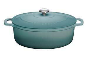 Cocotte ovale en fonte émaillée 33 cm bleu quartz Chasseur