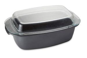 Cocotte rectangulaire revêtement Dur comme la pierre et couvercle en verre 32 cm Mathon