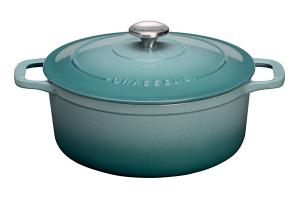 Cocotte ronde en fonte émaillée 28 cm bleu quartz Chasseur
