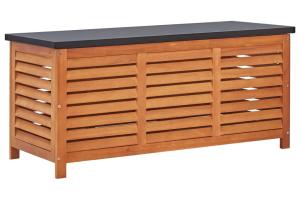 Coffre boîte meuble de jardin rangement 117 x 50 x 55 cm eucalyptus solide marron et noir 02_0013002