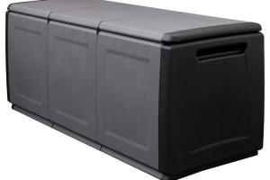 Coffre boîte meuble de jardin rangement 138 x 53 x 57 cm 330 litres gris foncé noir 02_0013006